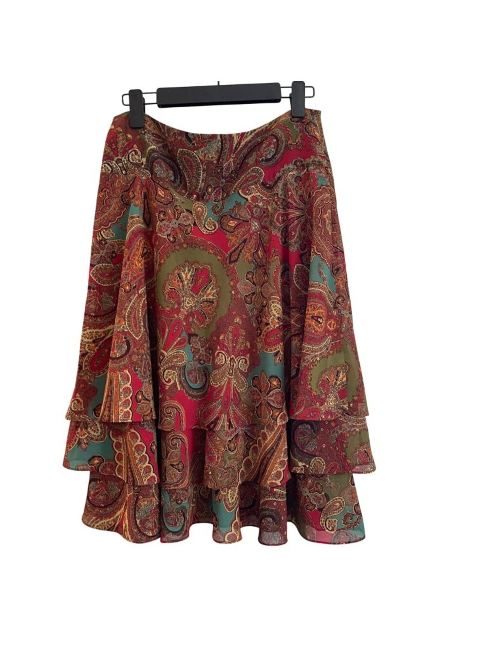 Lauren Ralph Lauren Womens Tiered Skirt Size 2 Paisley Boho Festival Cottagecore